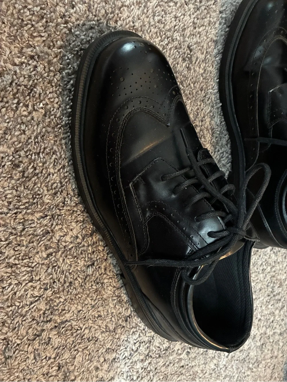 Deer Stags Black Leather Wingtip Oxford Dress Shoes